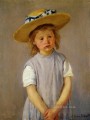 Niña con un gran sombrero de paja y una pinnafore madres hijos Mary Cassatt